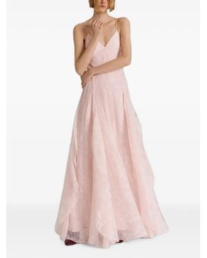 Alberta Ferretti Floral-Lace Maxi Dress - Pink