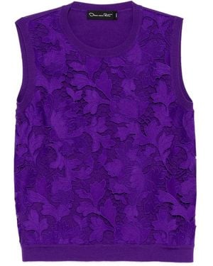 Oscar de la Renta Pullunder mit Spitze - Lila