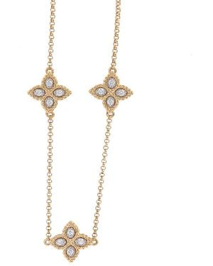 Roberto Coin Bracelet Princess Flower En Or 18Ct Pavé De Diamants - Blanc