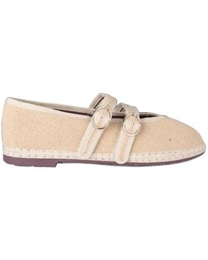 Flabelus Claire Buckle-Fastening Mary Jane Ballet Flats - Natural