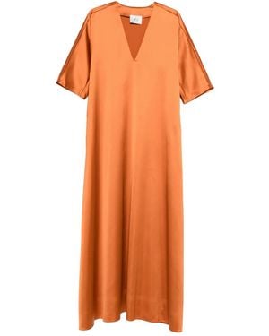Atu Body Couture Robe Longue En Satin À Col V - Orange