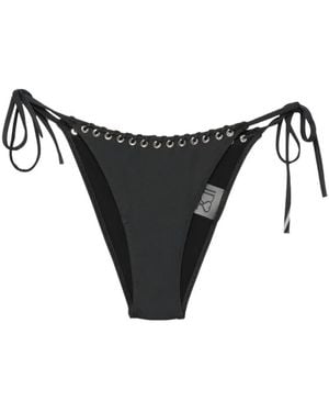 Ludovic de Saint Sernin Eyelet-Embellished Side-Tie Bikini Bottoms - Black