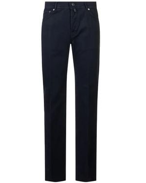 Kiton Logo-Patch Straight-Leg Pants - Blue
