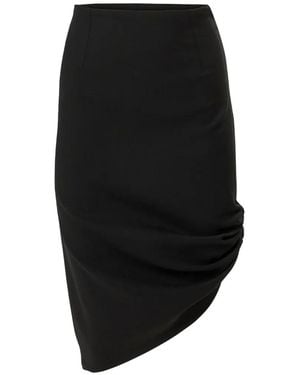 Carolina Herrera Asymmetric Gathered Short Skirt - Black