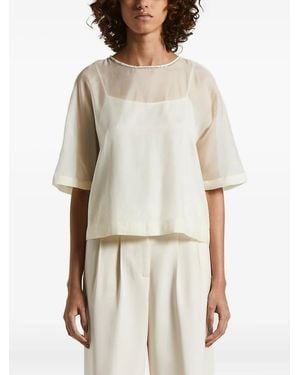 Peserico Quarter-Sleeve Sheer-Effect T-Shirt - White