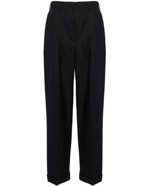 Miu Miu Pantalon De Tailleur Rayé À Taille Haute - Noir