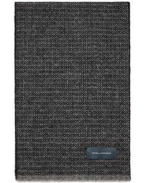 Piquadro Ausgefranster Schal Mit Rautenmuster - Schwarz