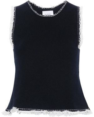 Barrie Frayed-Detailing Knitted Top - Blue