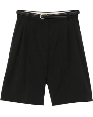 Max Mara Adorno Belted Pleated Shorts - Black