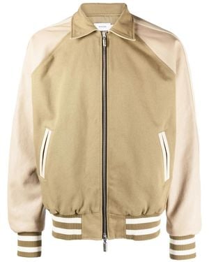 Rhude Logo-Patch Cotton Varsity Jacket - Natural