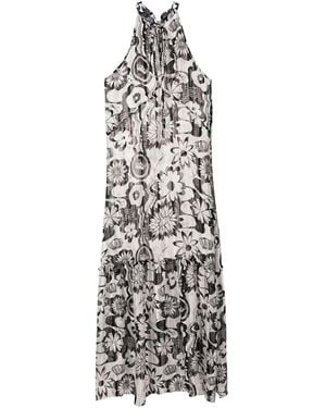 Amir Slama Neckholder-Kleid Mit Blumen-Print - Weiß