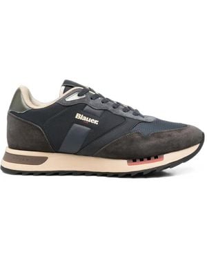 Blauer Ryder Panelled Leather Trainers - White