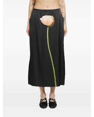 Simone Rocha Poppy-Motif Pencil Skirt - Black