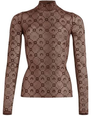 Marine Serre Oberteil mit langen Ärmeln - Braun