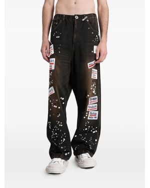 Maison Mihara Yasuhiro Jean À Détails De Clous Et De Patch - Black