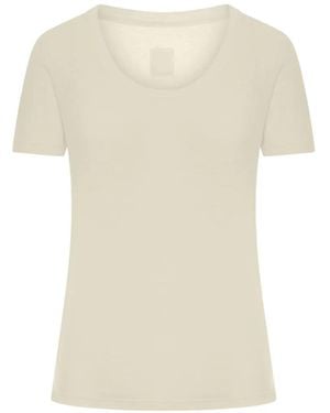 120% Lino Camiseta De Manga Corta - Blanco