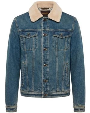 Moorer Chaqueta Vaquera Con Cuello - Azul