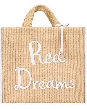 Red(V) Woven Tote Bag - Natural
