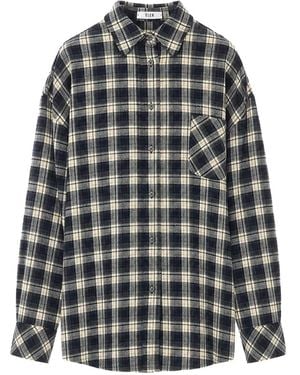 Elle Check-Print Shirt - Grey