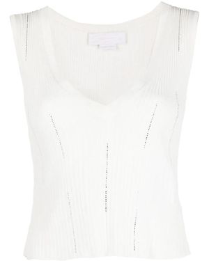 Genny Embellished Rib Vest - White