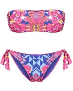 Custoline Floral-Print Geometric-Pattern Bikini - Pink