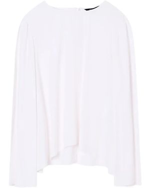 ARMANI EXCHANGE Long-Sleeve Side-Slit Blouse - White