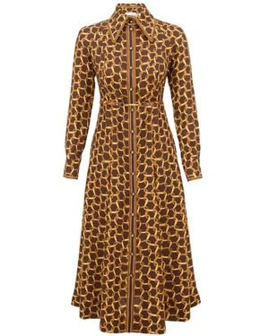 Zimmermann Vestido Corto Con Cinturón Y Cadena Estampada - Neutro