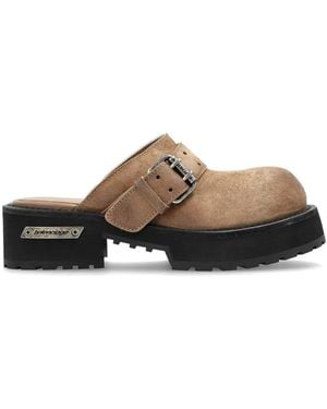 Balenciaga Buckle-Fastening Leather Mules - Brown