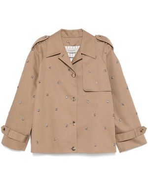 Golden Goose Gabardine Jacket With Belted Cuffs And Storm Flap - Natural