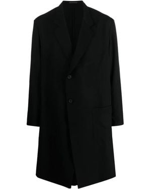 Yohji Yamamoto Single-Breasted Wool Coat - Black