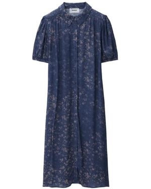 Ba&sh Norma floral-print shirt dress - Azul