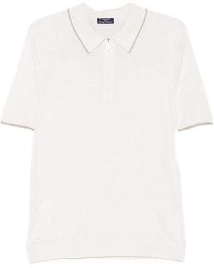 Barba Napoli Ribbed Contrast-Trim Polo Shirt - White