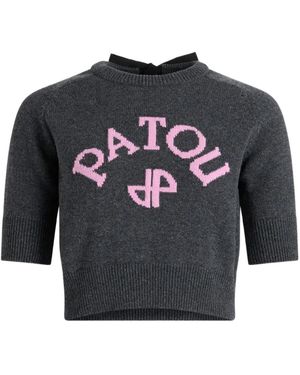 Patou Logo-Embroidered Jumper - Grey