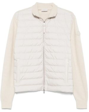 Moncler Quilted Wool-Sleeve Cardigan - White