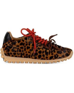 Stokton Golito Leopard-Print Pony-Hair Sneakers - Brown
