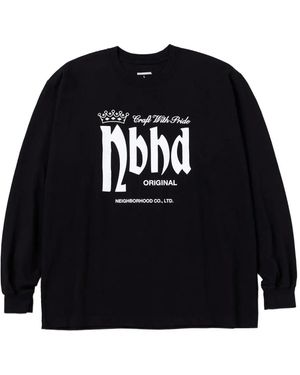 Neighborhood Langarmshirt mit Logo-Print - Schwarz
