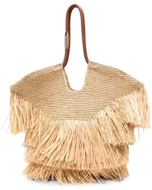 Zimmermann Bolso Shopper Goldentime Mediano Con Flecos - Neutro