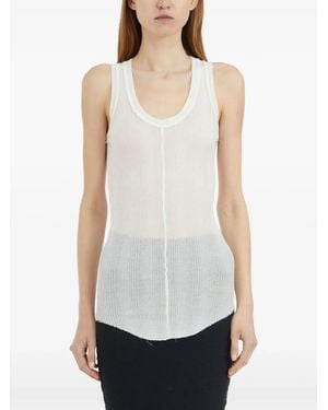 Marc Le Bihan Raw-Edge Ribbed Tank Top - White
