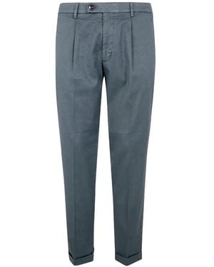 Michael Coal Pleated Linen Trousers - Blue