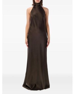 Ralph Lauren Chilton Halterneck Tie-Back Gown - Brown