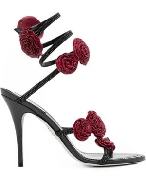Rene Caovilla Rosalia Floral-Embellished Sandals - White