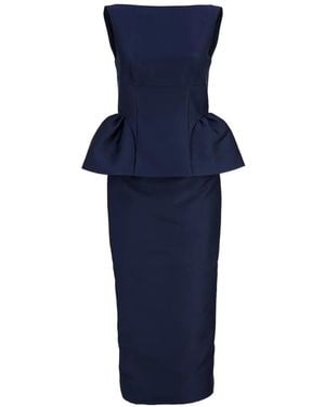 Roland Mouret Peplum-Detail Sleeveless Midi Dress - Blue