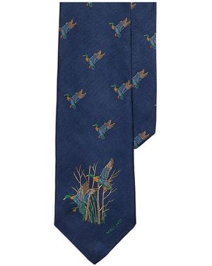 Polo Ralph Lauren Graduate Mallard-Patterned Silk Tie - Blue