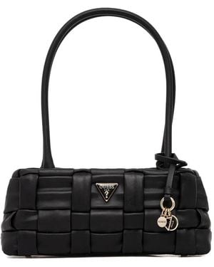 Guess Marion Woven Charm Tote Bag - Black