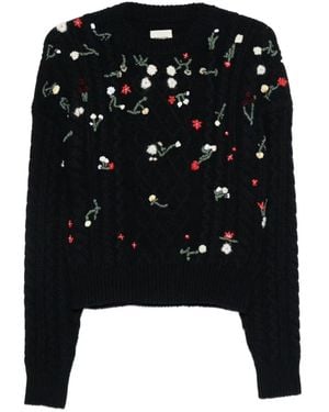 KHAITE Elias Cashmere Embroidered Sweater Deep - Black