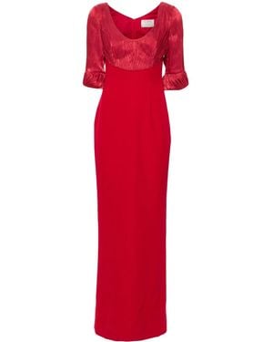 V:PM ATELIER Flora Scoop-Neck Gown - Red