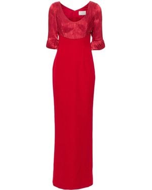 V:PM ATELIER Flora Scoop-Neck Gown - Red