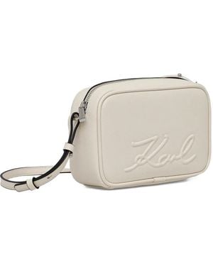 Karl Lagerfeld Embossed-Logo Cross Body Bag - Natural