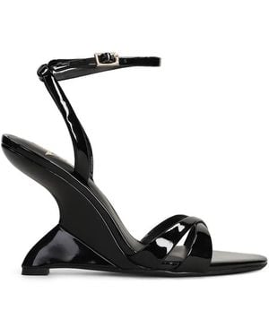 Marc Ellis Patent-Finish Sculptural-Wedge Sandals - Black