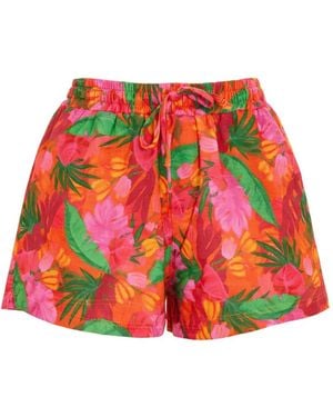 Banana Moon Pantalones cortos con cordón y estampado floral - Rojo
